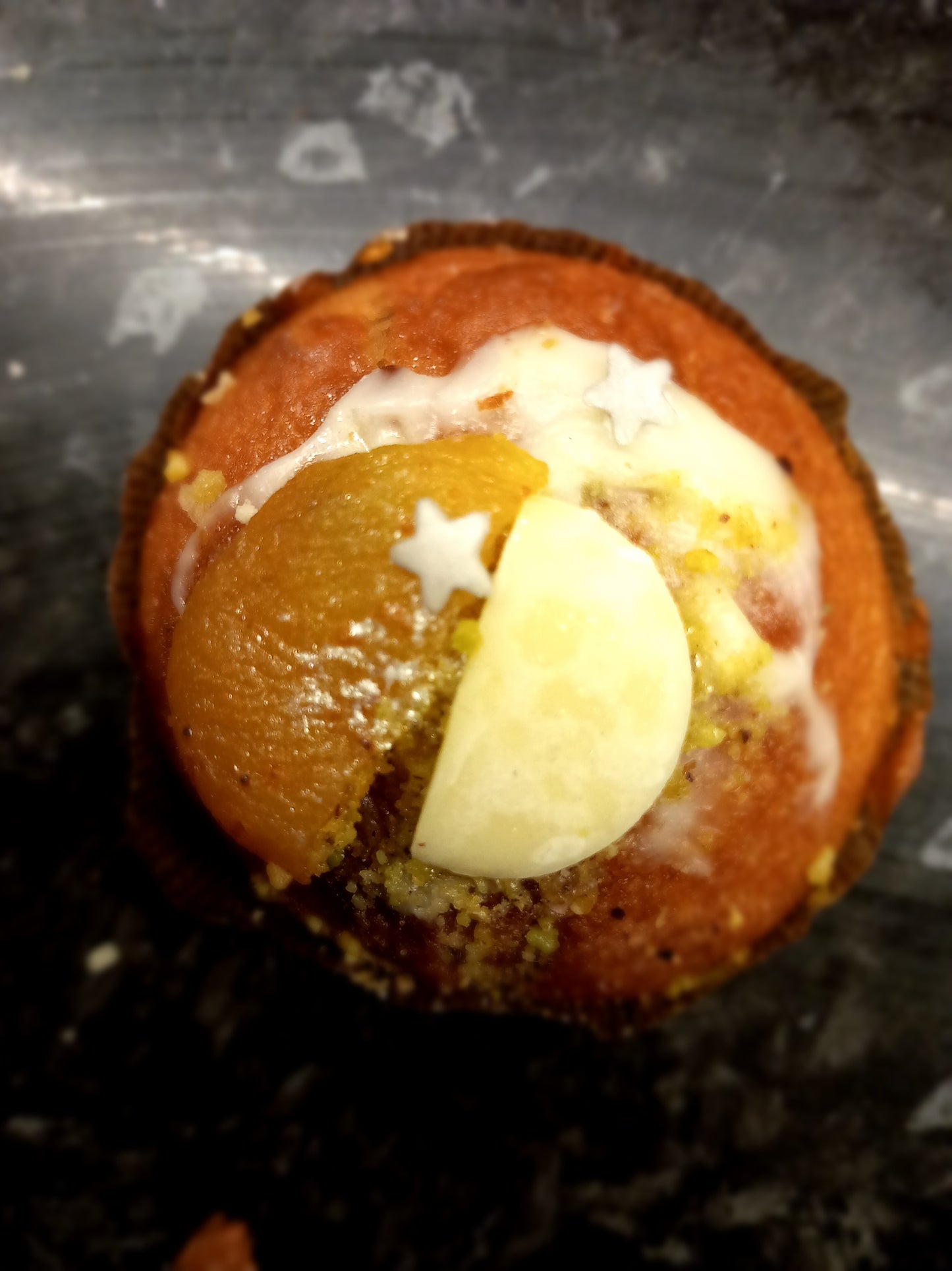 Apricot, White Chocolate and Pistachio Muffin